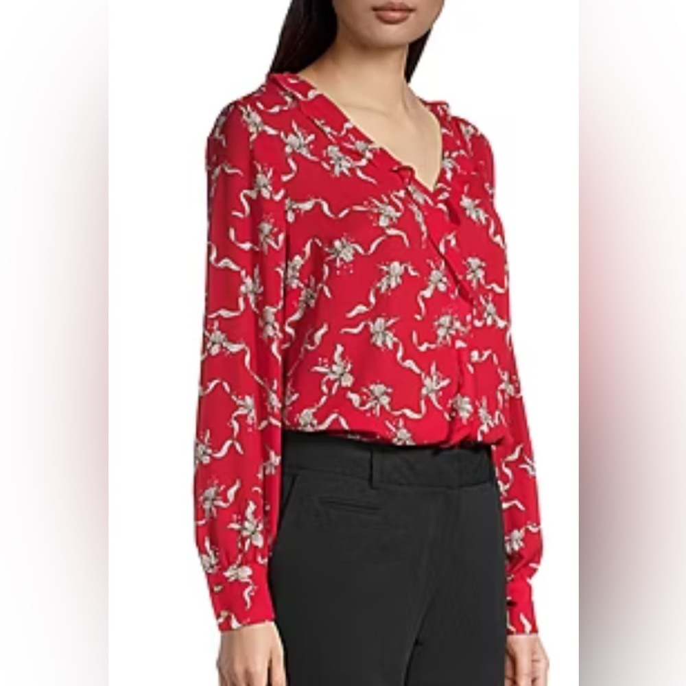 Liz Claiborne Womens V Neck Long Sleeve Blouse - Picture 3 of 9